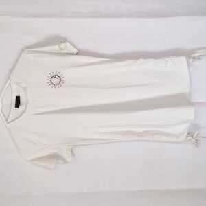 🍉 C+P Bone White Sun Moon Cinched Sides Tee Size Small